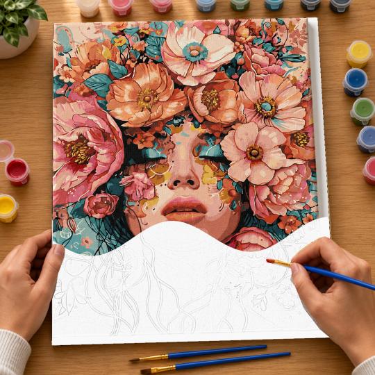 Paint by Numbers with Frame - Floral Whisper 40x50 cm, photo 6