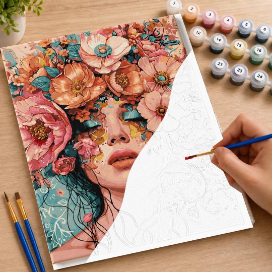 Paint by Numbers with Frame - Floral Whisper 40x50 cm, photo 7