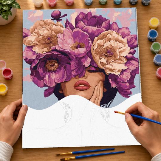 Paint by Numbers with Frame - Flower Lady 40x50 cm, photo 6