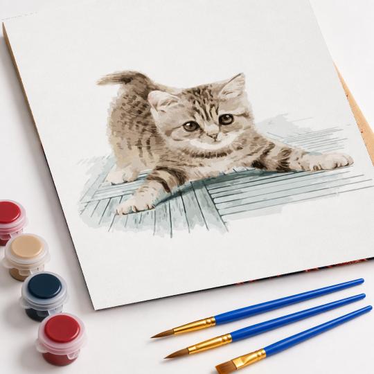 MALOWANIE PO NUMERACH Z RAMĄ Obrazy do malowania - Niezdarny Kot 40x50 cm, zdjęcie 4