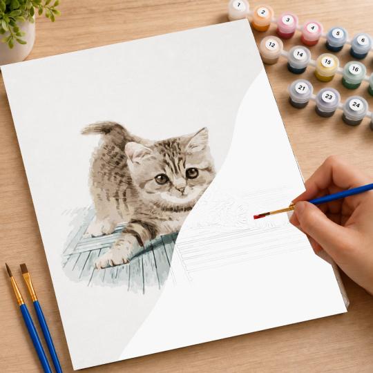 MALOWANIE PO NUMERACH Z RAMĄ Obrazy do malowania - Niezdarny Kot 40x50 cm, zdjęcie 7