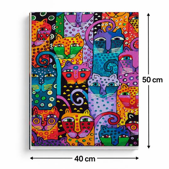 MALOWANIE PO NUMERACH Z RAMĄ Obrazy do malowania - Kolorowe Koty 40x50 cm, zdjęcie 3