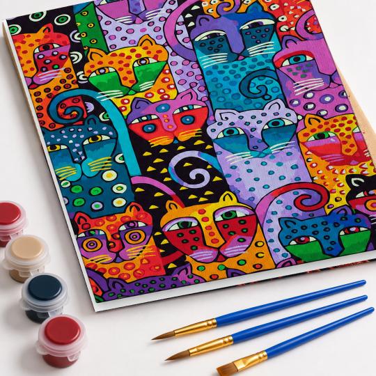 MALOWANIE PO NUMERACH Z RAMĄ Obrazy do malowania - Kolorowe Koty 40x50 cm, zdjęcie 4