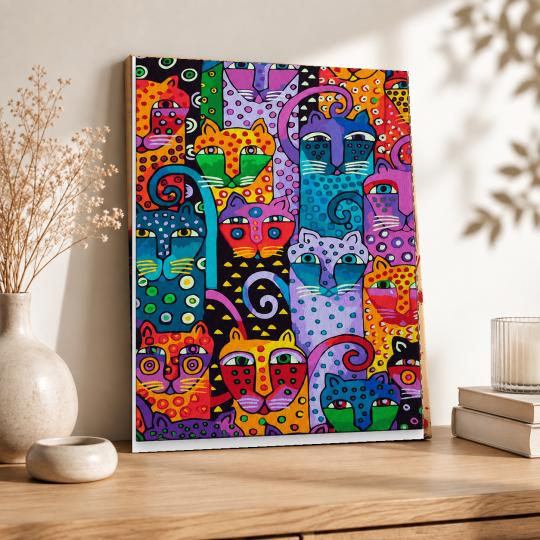 MALOWANIE PO NUMERACH Z RAMĄ Obrazy do malowania - Kolorowe Koty 40x50 cm, zdjęcie 8