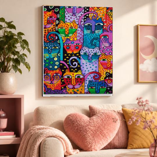 MALOWANIE PO NUMERACH Z RAMĄ Obrazy do malowania - Kolorowe Koty 40x50 cm, zdjęcie 9