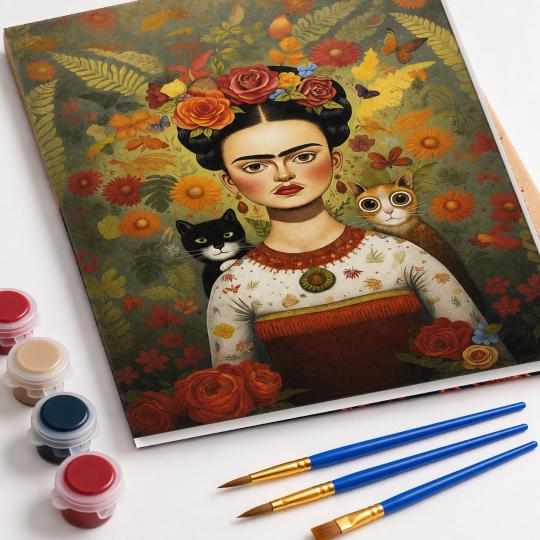 MALOWANIE PO NUMERACH Z RAMĄ Obrazy do malowania - Frida Koty 40x50 cm, zdjęcie 4