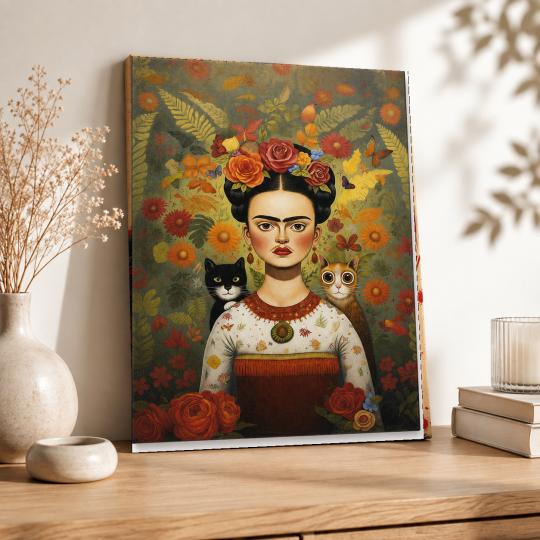 MALOWANIE PO NUMERACH Z RAMĄ Obrazy do malowania - Frida Koty 40x50 cm, zdjęcie 8