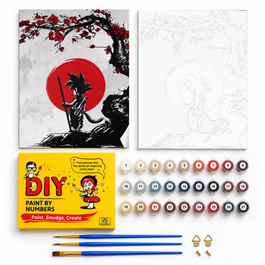 Paint by Numbers - Goku and the Red Moon 40x50 cm, photo 2
