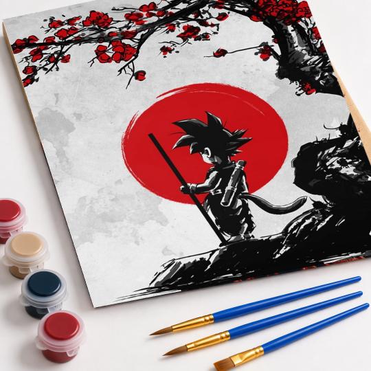 Paint by Numbers - Goku and the Red Moon 40x50 cm, photo 4