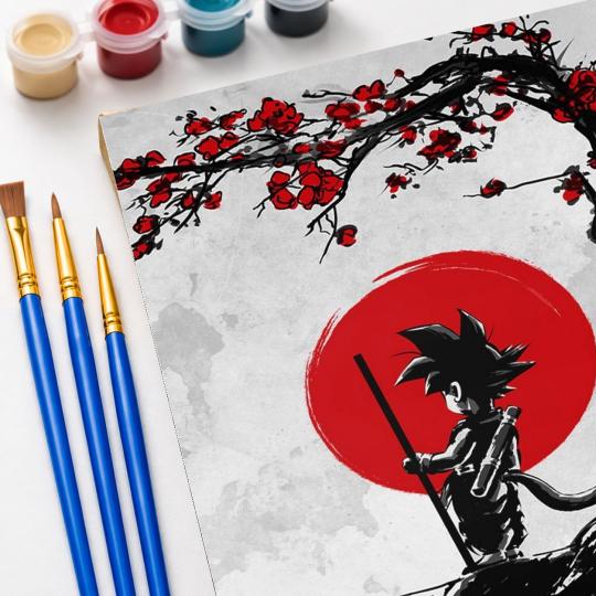Paint by Numbers - Goku and the Red Moon 40x50 cm, photo 5