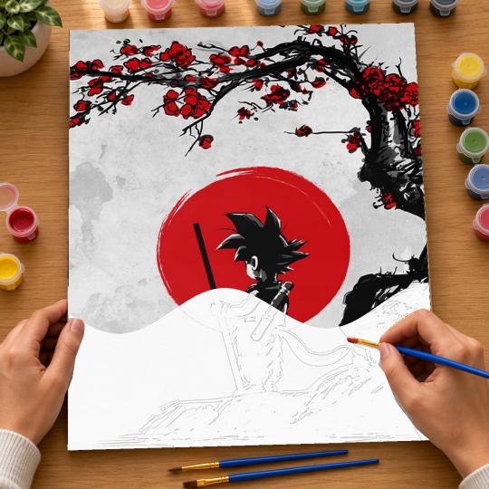 Paint by Numbers - Goku and the Red Moon 40x50 cm, photo 6