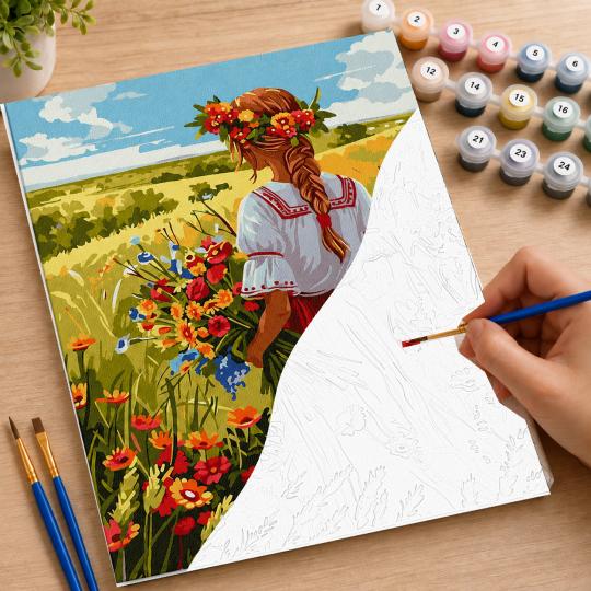 MALOWANIE PO NUMERACH Z RAMĄ Obrazy do malowania - Dziewczyna Żniw 40x50 cm, zdjęcie 7