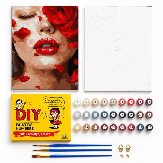 Paint by Numbers with Frame - Rose Petals 40x50 cm, photo 2