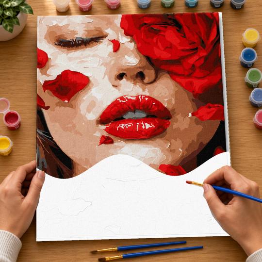 Paint by Numbers with Frame - Rose Petals 40x50 cm, photo 6