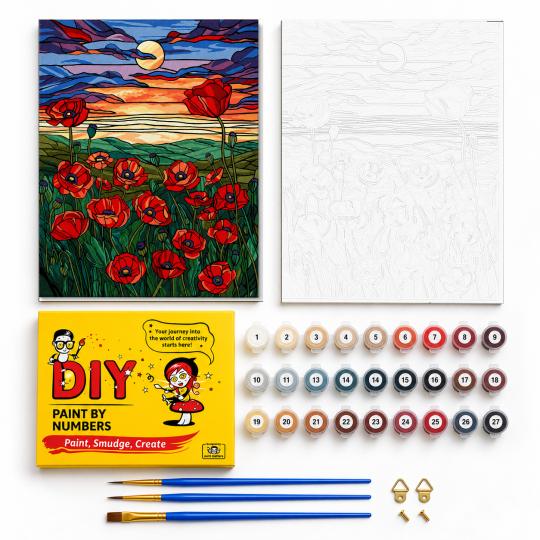 Paint by Numbers with Frame - Poppies 40x50 cm, photo 2