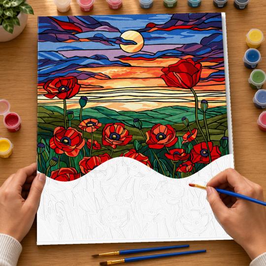 Paint by Numbers with Frame - Poppies 40x50 cm, photo 6