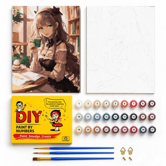 Paint by Numbers with Frame - Chibi Girl 40x50 cm, photo 2
