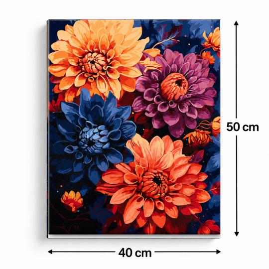 Paint by Numbers with Frame - Colourful Dahlias 40x50 cm, photo 3