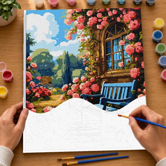 Paint by Numbers with Frame - Flower Garden 40x50 cm, photo 6