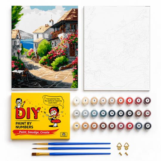 Paint by Numbers with Frame - Seaside Town 40x50cm, photo 2