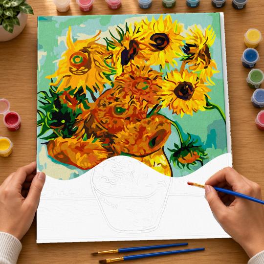 MALOWANIE PO NUMERACH Z RAMĄ Obrazy do malowania-Gogh Słoneczniki 40x50 cm, zdjęcie 6