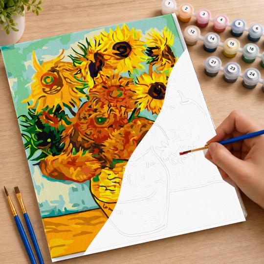 MALOWANIE PO NUMERACH Z RAMĄ Obrazy do malowania-Gogh Słoneczniki 40x50 cm, zdjęcie 7