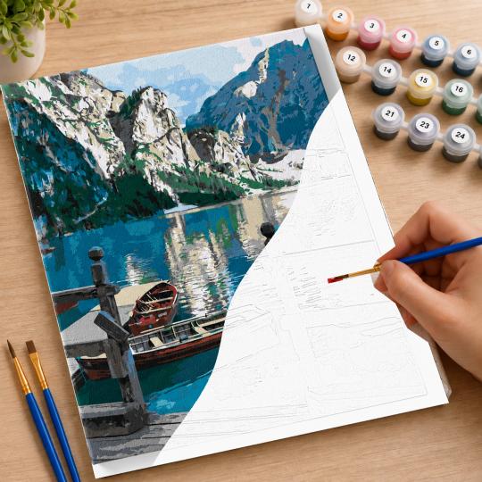 MALOWANIE PO NUMERACH Z RAMĄ Obrazy do malowania - Górski Widok 40x50 cm, zdjęcie 7