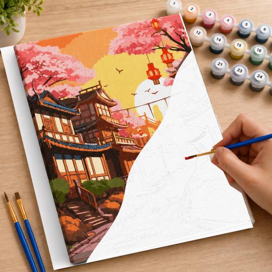 MALOWANIE PO NUMERACH Z RAMĄ Obrazy do malowania - Japońska Ulica 40x50 cm, zdjęcie 7