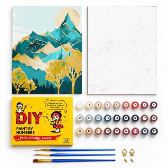 Paint by Numbers with Frame - Mountain Peaks 40x50 cm, photo 2