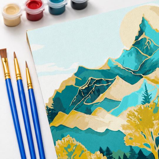 Paint by Numbers with Frame - Mountain Peaks 40x50 cm, photo 5