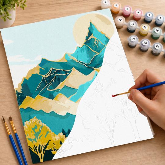 Paint by Numbers with Frame - Mountain Peaks 40x50 cm, photo 7