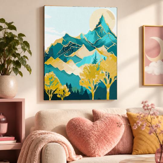 Paint by Numbers with Frame - Mountain Peaks 40x50 cm, photo 9