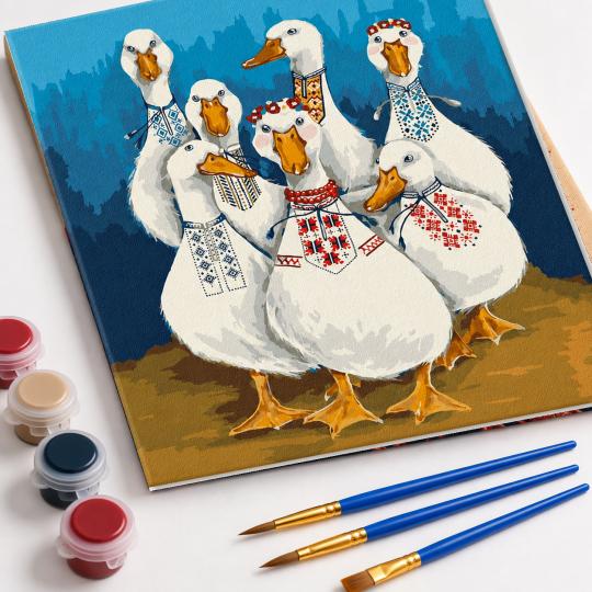 MALOWANIE PO NUMERACH Z RAMĄ Obrazy do malowania - Parada Gęsi 40x50 cm, zdjęcie 4