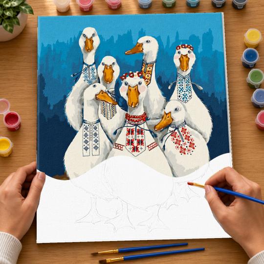 MALOWANIE PO NUMERACH Z RAMĄ Obrazy do malowania - Parada Gęsi 40x50 cm, zdjęcie 6