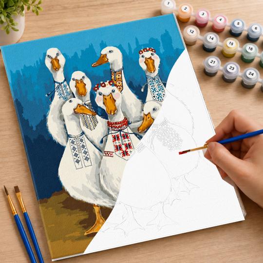 MALOWANIE PO NUMERACH Z RAMĄ Obrazy do malowania - Parada Gęsi 40x50 cm, zdjęcie 7