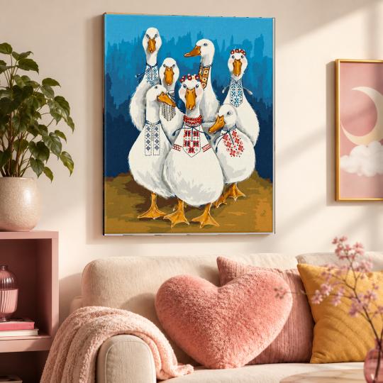 MALOWANIE PO NUMERACH Z RAMĄ Obrazy do malowania - Parada Gęsi 40x50 cm, zdjęcie 9