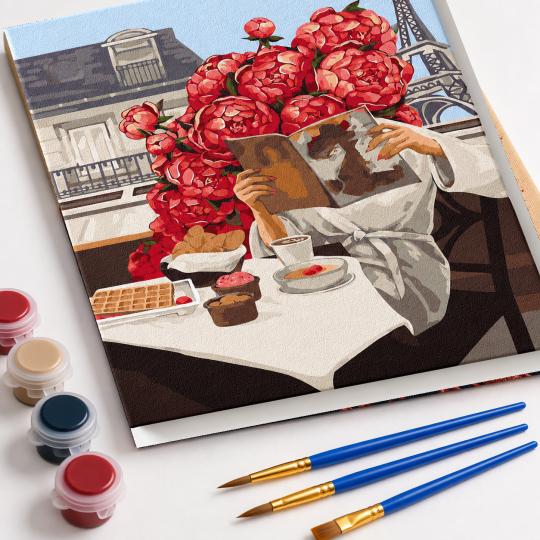 MALOWANIE PO NUMERACH Z RAMĄ Obrazy do malowania - Kwitnący Paryż 40x50 cm, zdjęcie 4