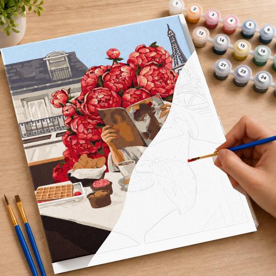 MALOWANIE PO NUMERACH Z RAMĄ Obrazy do malowania - Kwitnący Paryż 40x50 cm, zdjęcie 7