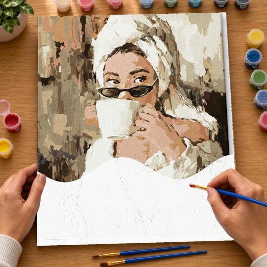 Paint by Numbers with Frame - Morning Coffee 40x50 cm, photo 6