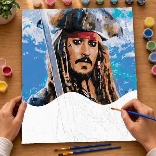 Paint by Numbers with Frame - Jack Sparrow 40x50 cm, photo 6