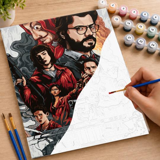Paint by Numbers with Frame - Money Heist 40x50 cm, photo 7
