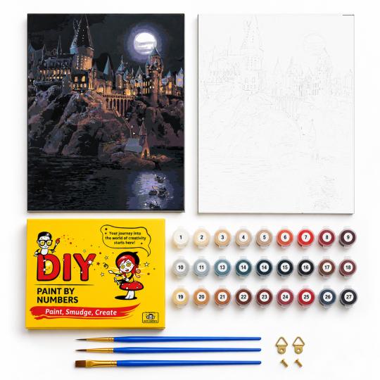 Paint by Numbers with Frame - Hogwarts at Night 40x50 cm, photo 2