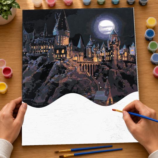 Paint by Numbers with Frame - Hogwarts at Night 40x50 cm, photo 6