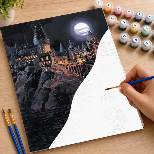 Paint by Numbers with Frame - Hogwarts at Night 40x50 cm, photo 7