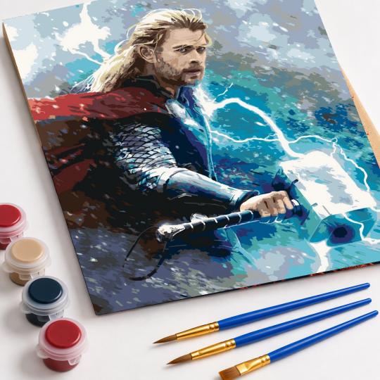 Paint by Numbers - Thor in the Storm Marvel 40x50 cm, photo 4