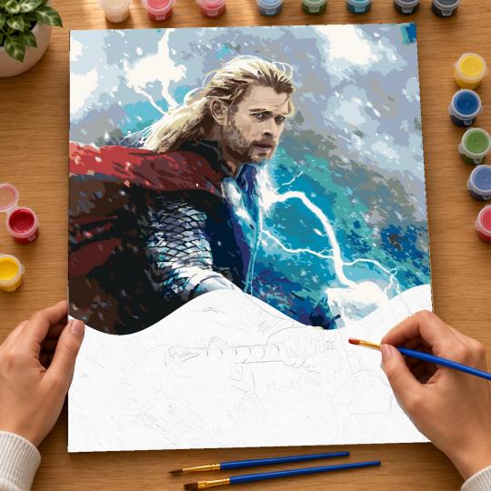 Paint by Numbers - Thor in the Storm Marvel 40x50 cm, photo 6
