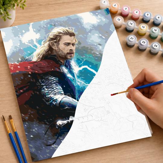 Paint by Numbers - Thor in the Storm Marvel 40x50 cm, photo 7