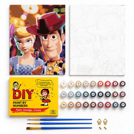 MALOWANIE PO NUMERACH Obrazy do malowania - Szeryf i Bo, Toy Story 40x50 cm, zdjęcie 2