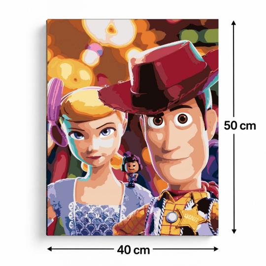 MALOWANIE PO NUMERACH Obrazy do malowania - Szeryf i Bo, Toy Story 40x50 cm, zdjęcie 3