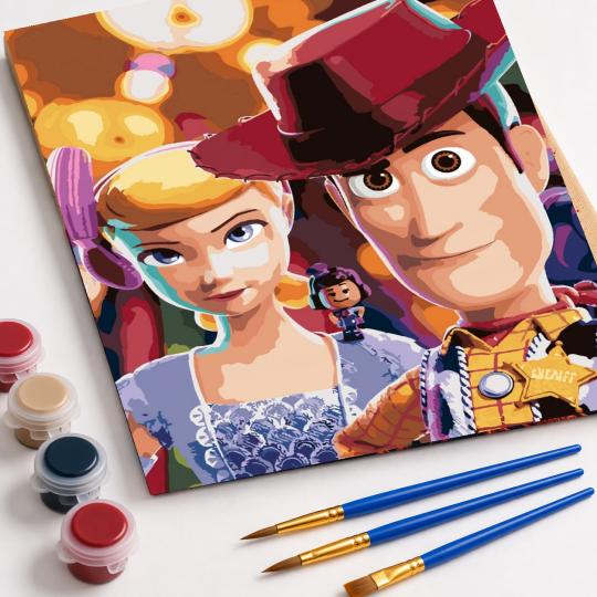 MALOWANIE PO NUMERACH Obrazy do malowania - Szeryf i Bo, Toy Story 40x50 cm, zdjęcie 4